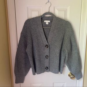 H&M Gray Rib Knit Cardigan Small